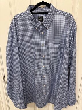 Jos. A. Bank Blue and White Checked Button-Down Shirt
